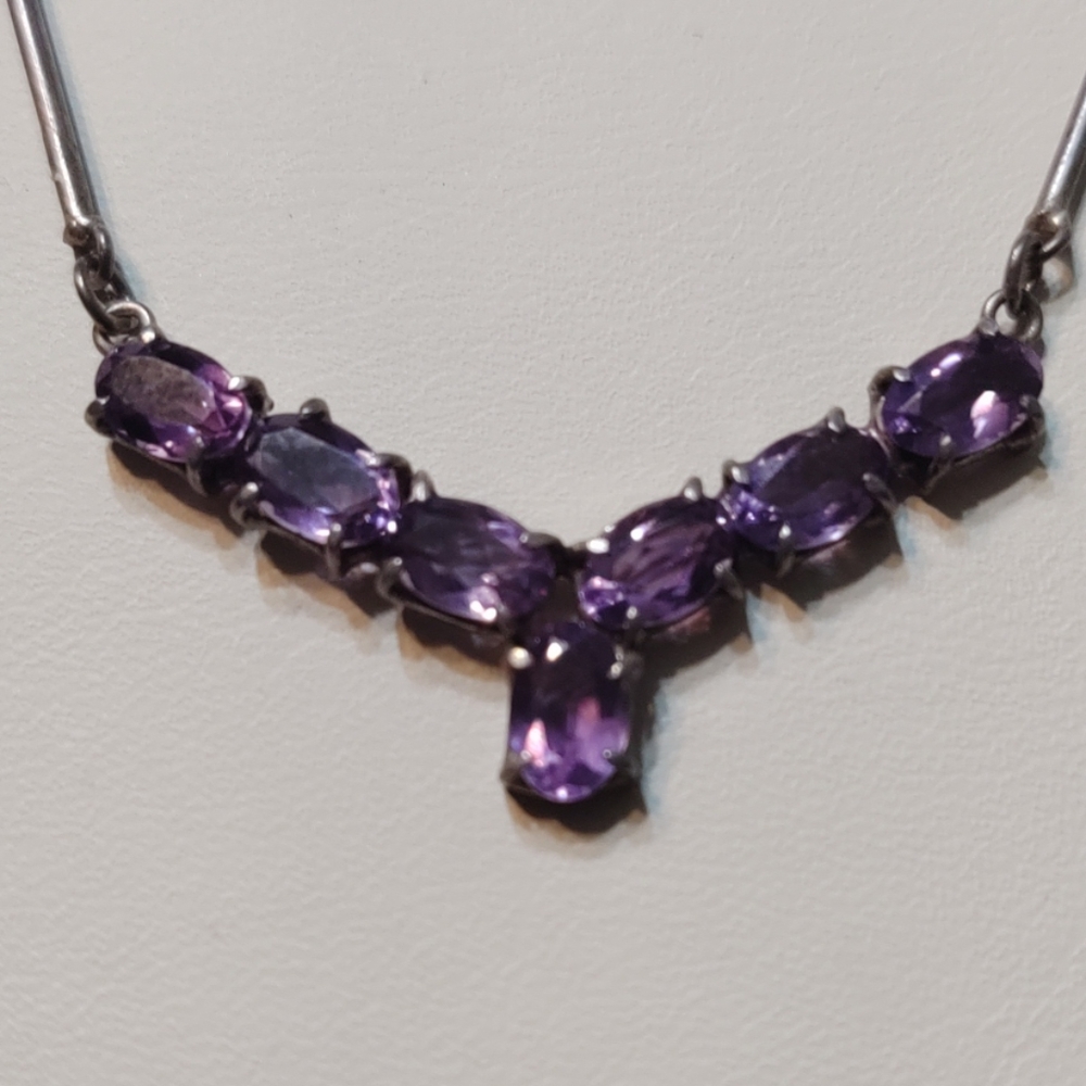 Vintage Amethyst Sterling Silver Necklace - Picture 2 of 5